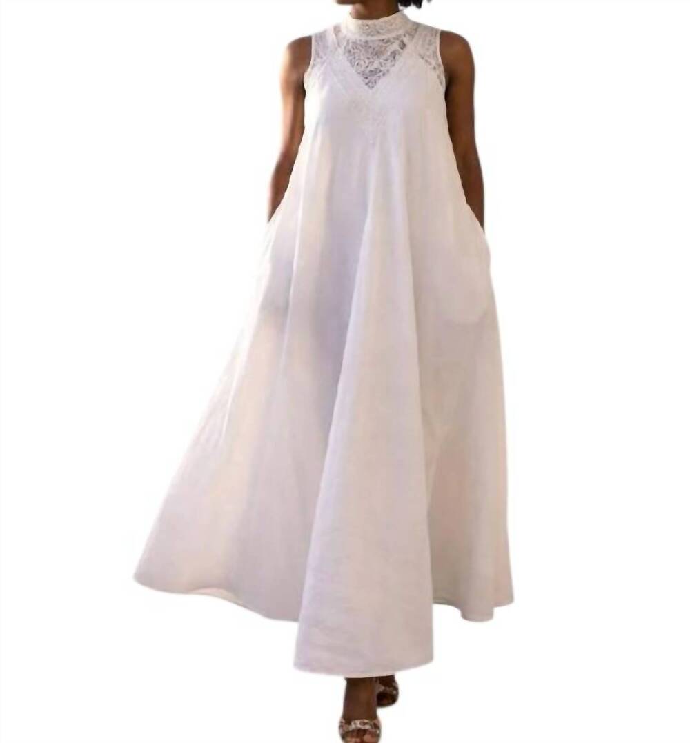 NEW STEP IN STYLE lace & legacy maxi dress in denim white